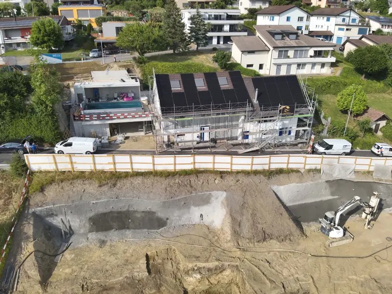 Luftaufnahme der Photovoltaikanlage in Seengen mit 23,32 kWp Leistung