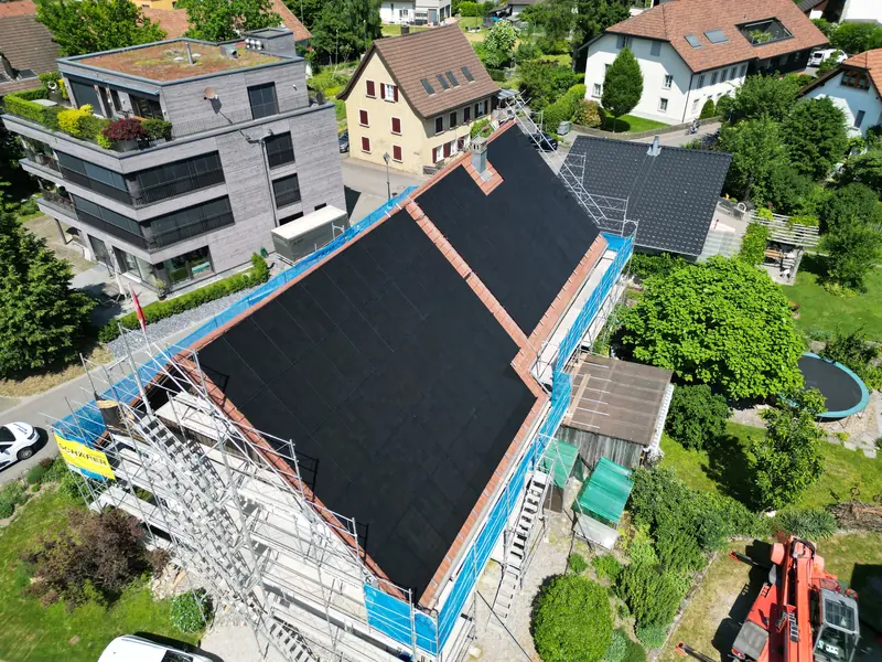 Luftaufnahme der Photovoltaikanlage in Rupperswil mit 38,28 kWp Leistung