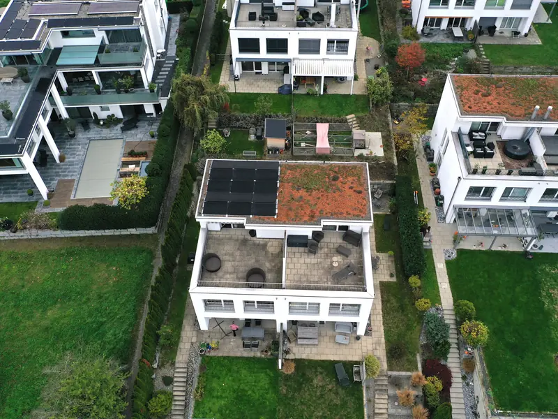 Luftaufnahme der Photovoltaikanlage in Seengen mit 6,6 kWp Leistung