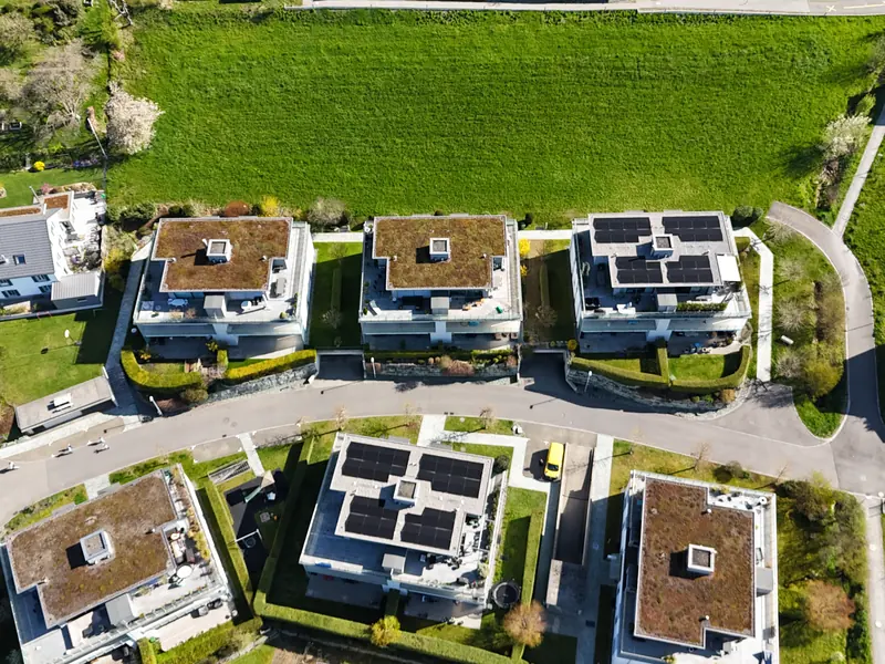 Luftaufnahme der Photovoltaikanlage in Seengen mit 22,88 kWp Leistung